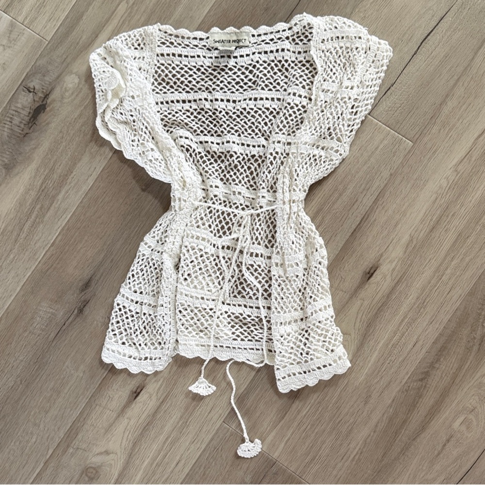 Crochet Open-Weave Cover-Up in White